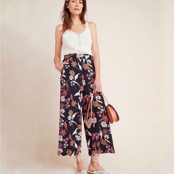 dolan Pants - Anthropologie Dolan Collection Womens size Medium Wide Leg Cropped Pants Floral